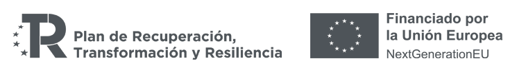 Logotipos del Plan de Recuperación, Transformación y Resiliencia, y emblema de la Unión Europea