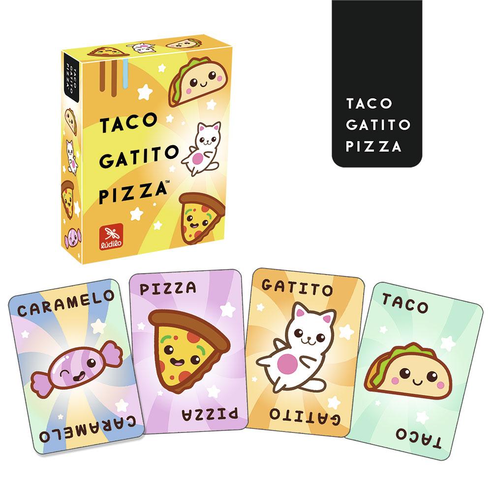 Juego de cartas, taco, gatito pizza